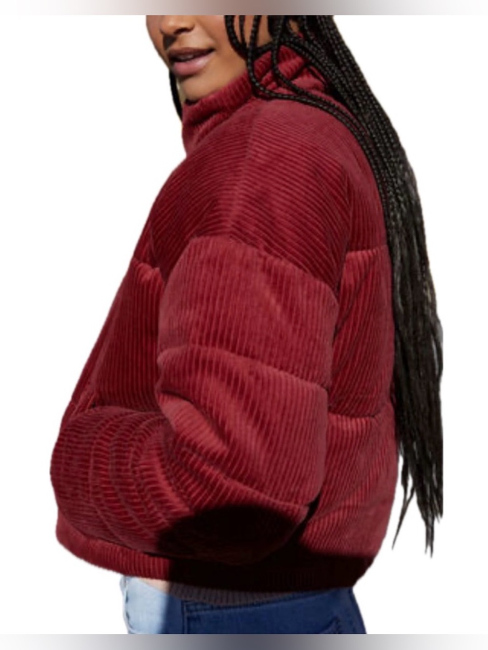NWT CISONO Women's Wine Padded Puffer Jacket Sherpa Collar Full Zip Pockets L